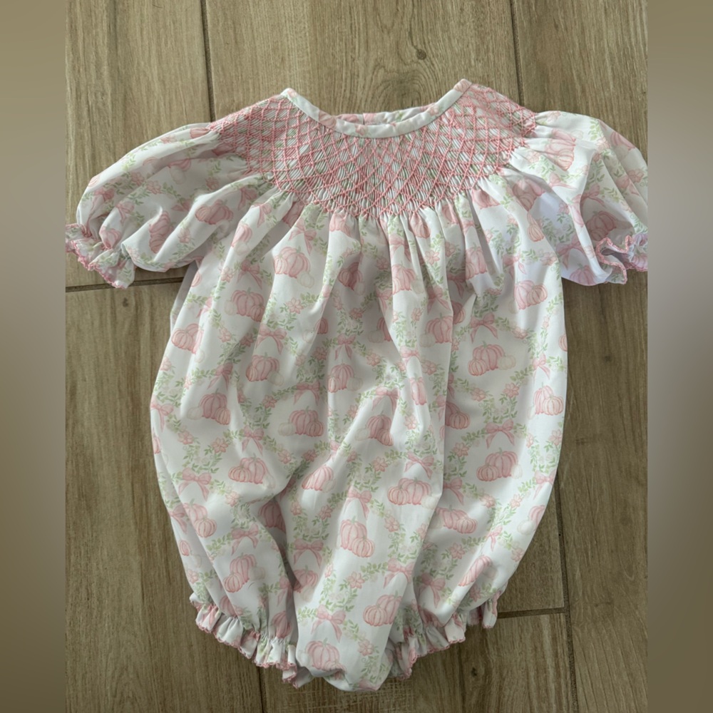 Southern Smocked Pumpkin fall bubble. Size 12m